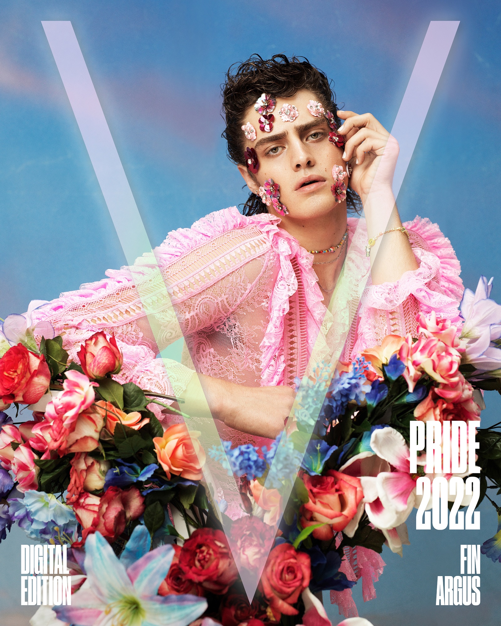 Fin Argus for V Magazine with hair by Joeri Rouffa